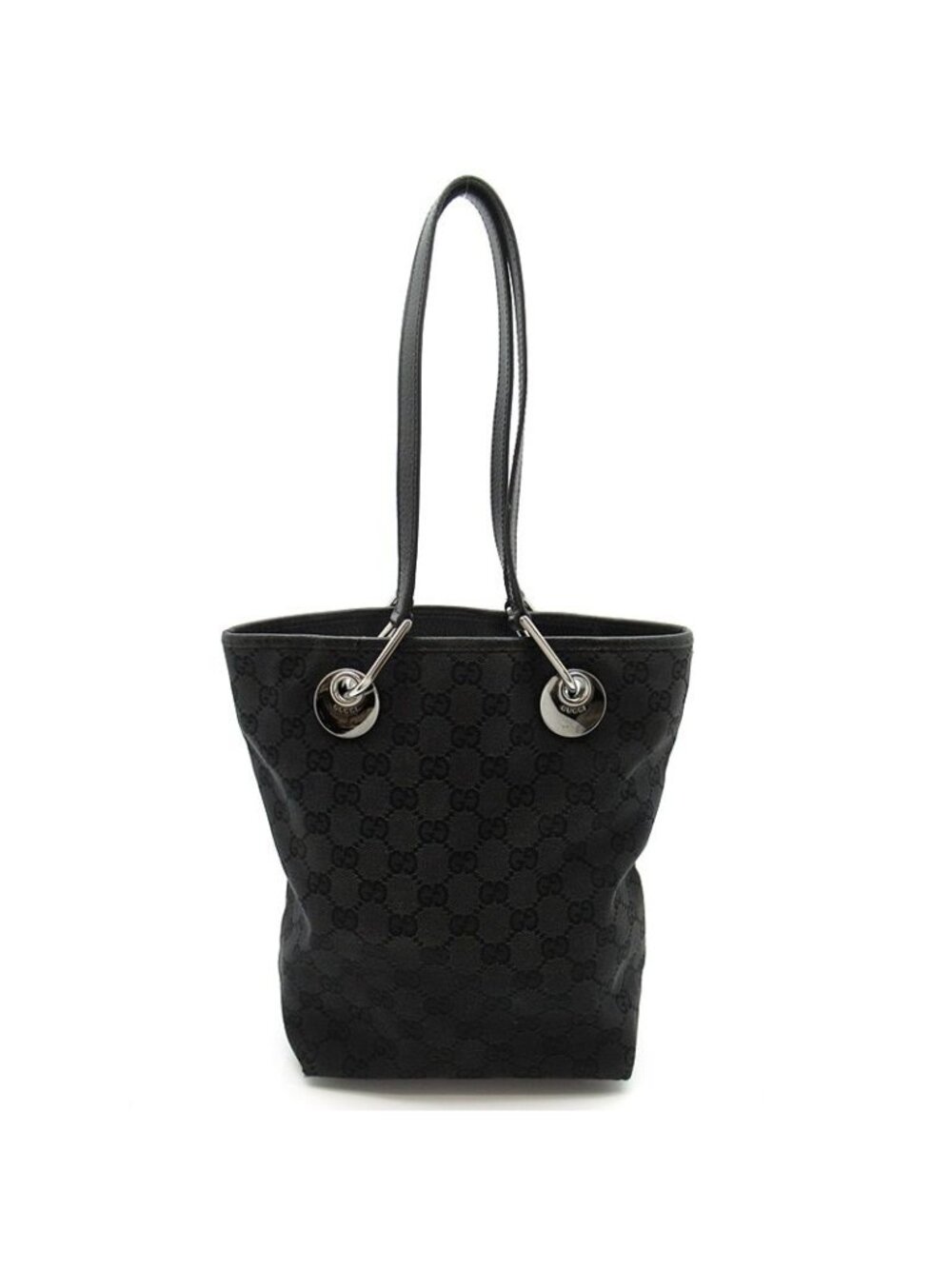 Gucci Tote Bag GG Canvas Leather Black